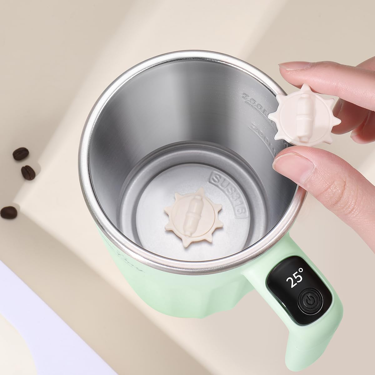 Electric Mixing Mug,Electric Stirring Mug, Coffee Mug,Suitable for Coffee, Milk, Cocoa and Other Beverages (Matcha Green, 12 oz)